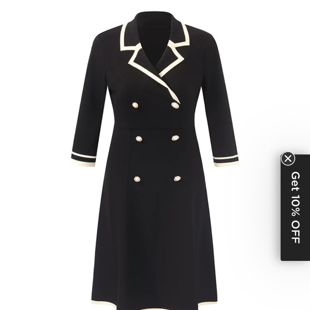 Goelia Black knit dress  with Cream Accents.